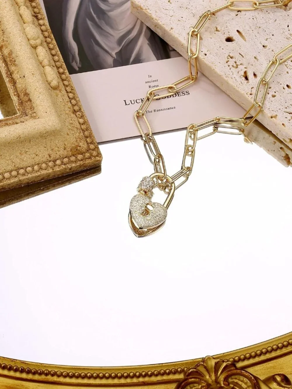 Gold Paperclip Chain Necklace for Women, 14K Gold Plated Dainty Paperclip Link C - Picture 5 of 5